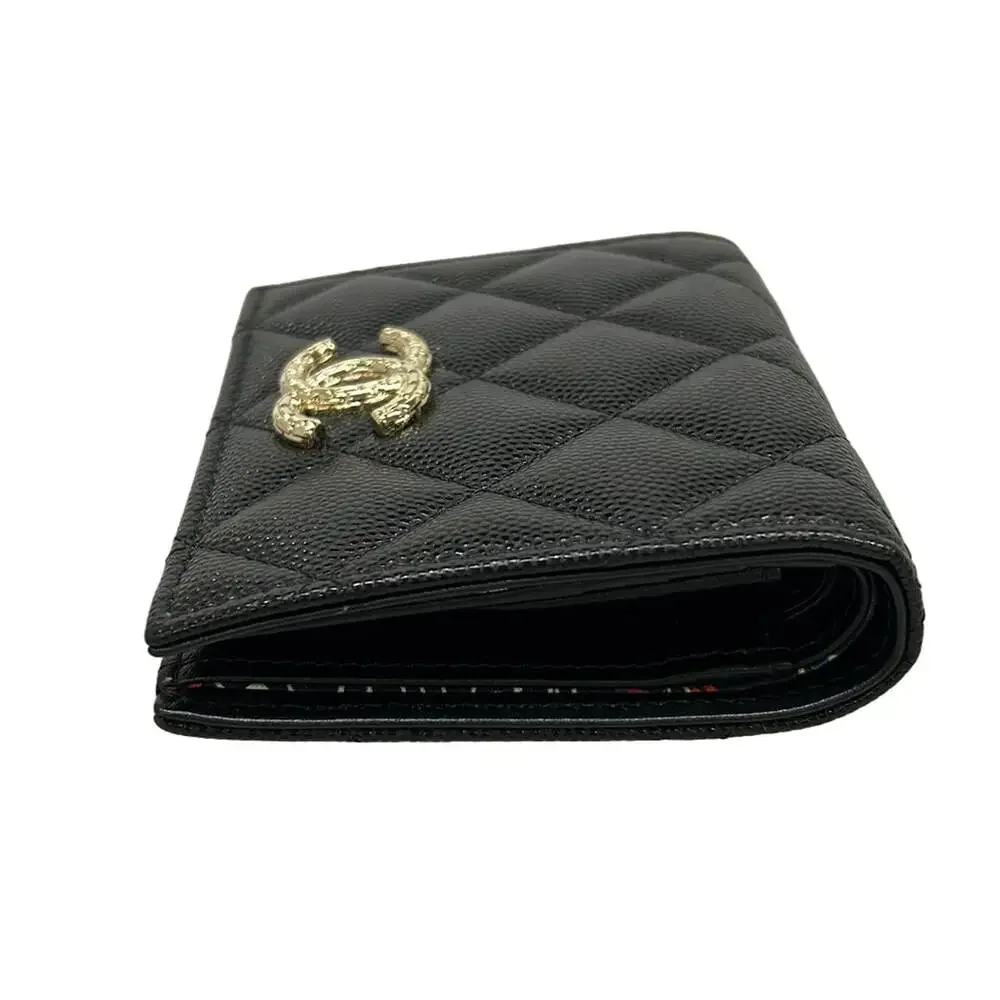 Chanel Matelasse Small Wallet Bifold Wallet AP40858 Black Gold